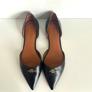 Coach black leather D’orsay flats 7.5